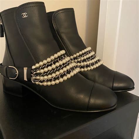 black chanel boots sale|Chanel boots with pearl heel.